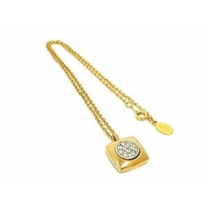 Givenchy (Authentic) Rhinestone Pendant & Gold Chain-link 1977 Vintage Necklace